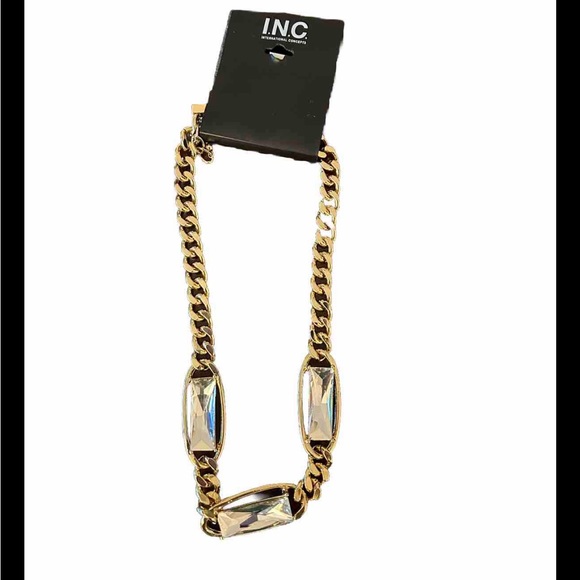 INC International Concepts Jewelry - INC International Concepts gold tone chain with 3 rectangular diamond design